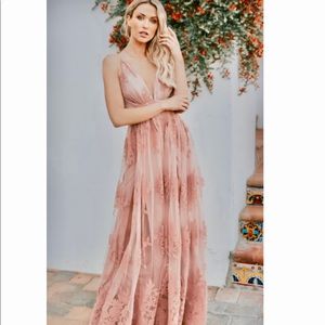 Pink Lace Maxi Dress